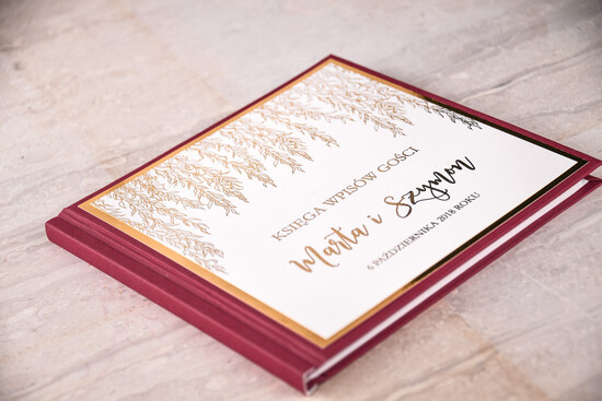 Księgi wpisów gości glamour księga pamiątkowa na wesele i wpisy gosci weselnych, elegancka zlota wasze imiona i data 008/GLz/kwg