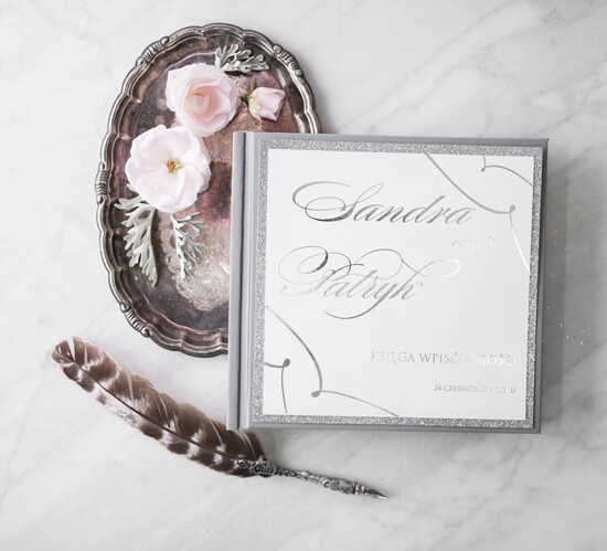 Księgi wpisów gości glamour ksiega gosci na zdjecia z fotobudki, elegancka zlota wasze imiona i data 01/GLz5/kwg