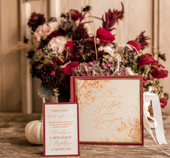 Księgi wpisów gości glamour książka na ślub na wpisy gości weselnych, glamour złocone imiona i data ślubu 01/lamjesień/kwg