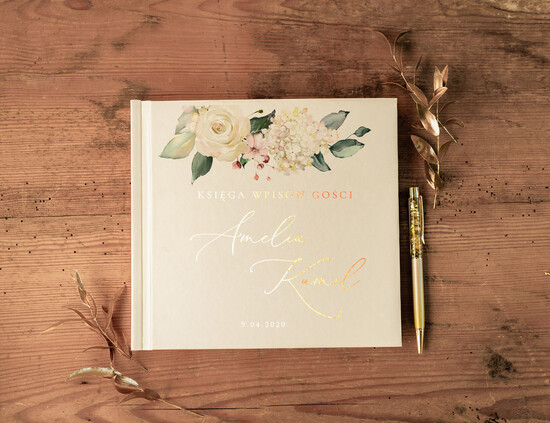 Księgi wpisów gości glamour oryginalna księga gości na wesele, wasze imiona złocone lub srebrzone 5/geokap/kwg