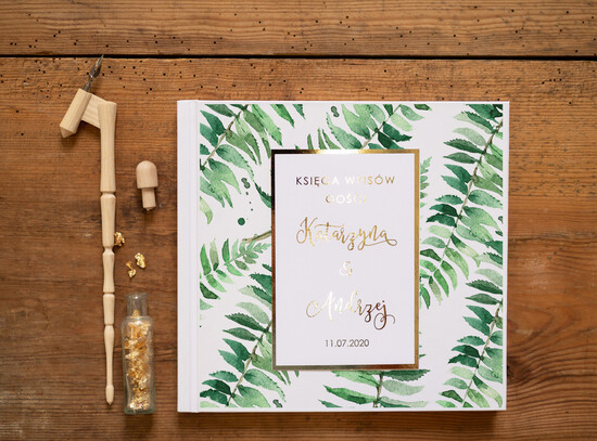 Księgi wpisów gości glamour oryginalna księga gości i album do instaxa w jednym, różowe złoto lub czyste zloto wasze imiona i da 06/GNO/kwg