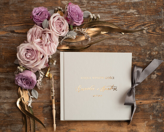 Księgi wpisów gości glamour ślubna księga gości weselnych złocone tłoczone wasze imiona i data 01/GNOW/kwg