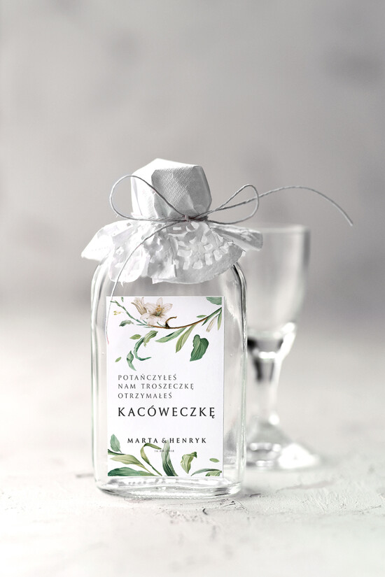 Podziękowania dla Gości Weselnych Butelki prezenty ślubne dla gości weselnych, kacówki na własny trunek 08/Vbot/bPOdgo