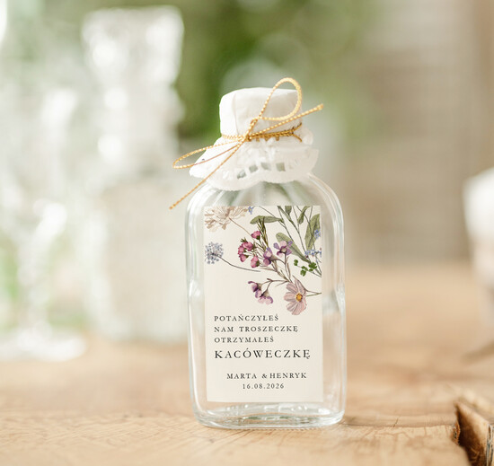 Podziękowania dla Gości Weselnych Butelki podziękowania dla gości weselnych, buteleczki 100 ml prezent dla gości na weselu, prezenty dla gości 01/NW/bPOdgo25