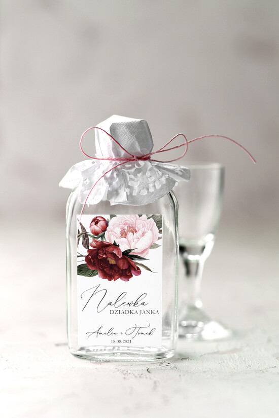 Podziękowania dla Gości Weselnych Butelki ślubne upominki dla gości, malutkie buteleczki na alkohol 33/CBw/bPOdgo