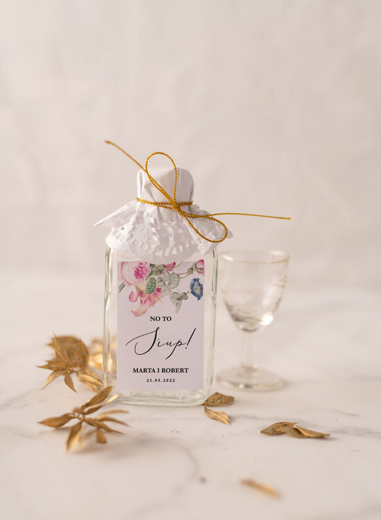 Podziękowania dla Gości Weselnych Butelki podziękowania dla gości po weselu buteleczki do własnego wypelnienia   02/goldw/bPOdgo