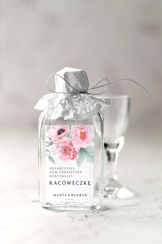 Podziękowania dla Gości Weselnych Butelki prezenty ślubne dla gości weselnych, piersiówki do własnego wypełnienia 11/CB/bPOdgo