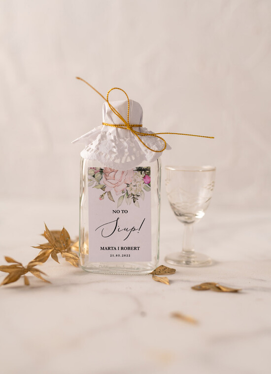 Podziękowania dla Gości Weselnych Butelki podziękowania podarunki dla gości weselnych, małe buteleczki z alkoholem 01/CBL/bPOdgo