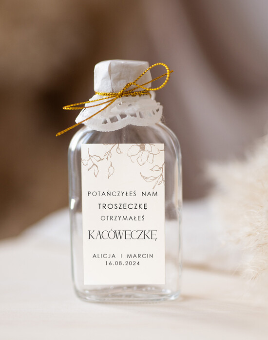 Podziękowania dla Gości Weselnych Butelki podziękowania dla gości kacóweczka prezent dla gości weselnych, buteleczki 100 ml prezent dla gości, 19/Now/bPOdgo