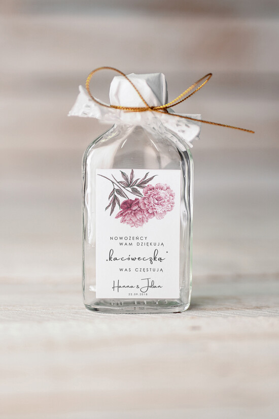 Podziękowania dla Gości Weselnych Butelki prezenciki dla gości weselnych, kacowki buteleczki na nalewki 04/VbotF/bPOdgo