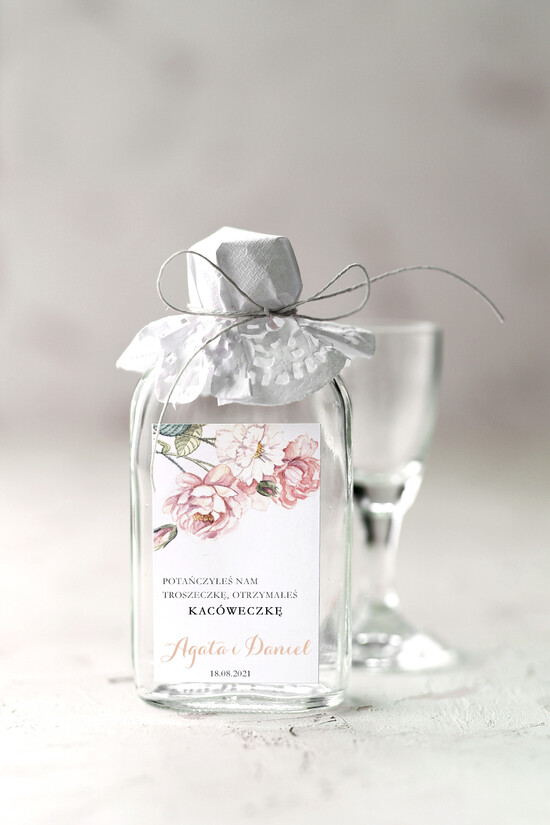 Podziękowania dla Gości Weselnych Butelki prezenciki dla gości weselnych, setki piersiowki buteleczki 18/CBw/bPOdgo