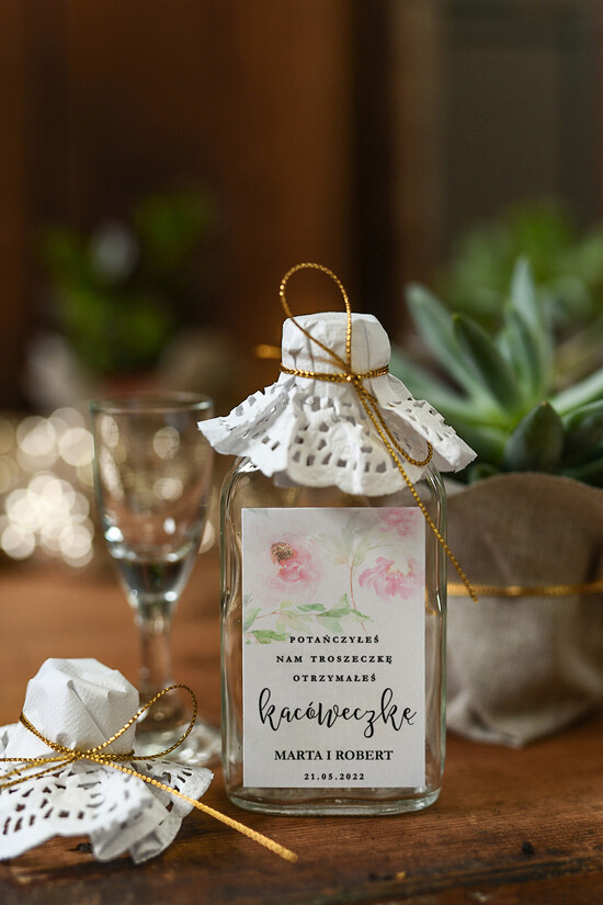 Podziękowania dla Gości Weselnych Butelki podziękowania dla gości weselnych, buteleczki na nalewki wesele 03/GNO/bPOdgo