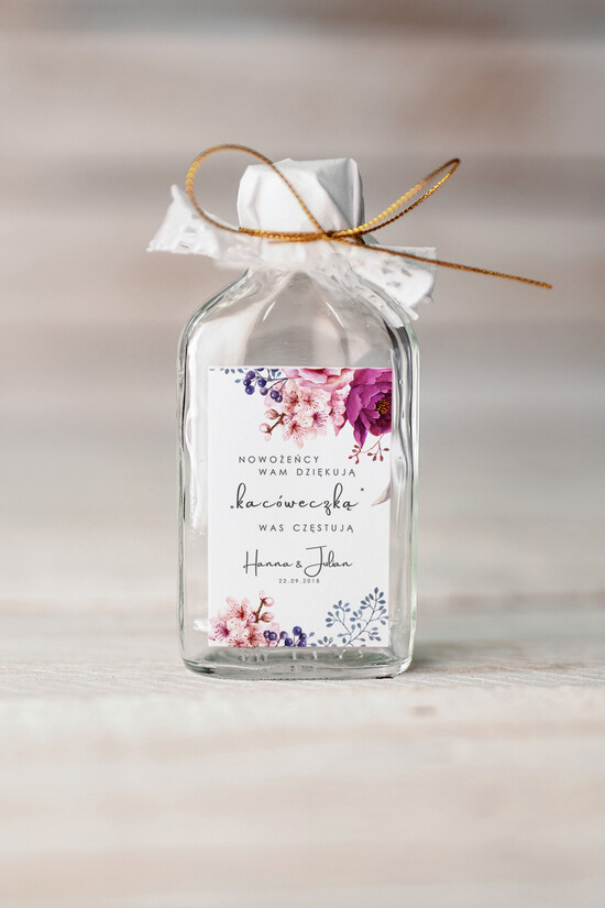 Podziękowania dla Gości Weselnych Butelki upominki prezenty podziękowania dla gości butelki kacówki 07/VbotF/bPOdgo