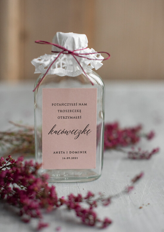 Podziękowania dla Gości Weselnych Butelki upominki dla gości weselnych, flaszeczki buteleczki  na podziękowanie 01/foldwrz/bPOdgo