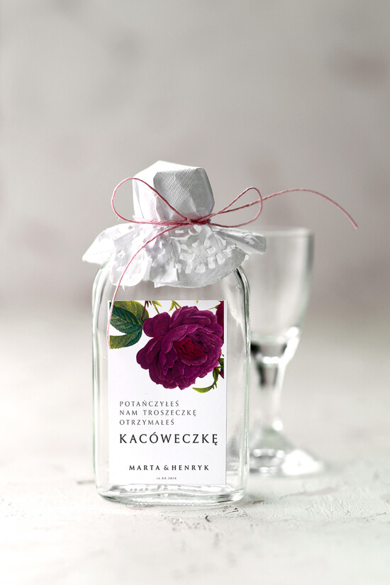 Podziękowania dla Gości Weselnych Butelki prezencik dla gości weselnych, setki piersiowki buteleczki 01/Vbot/bPOdgo