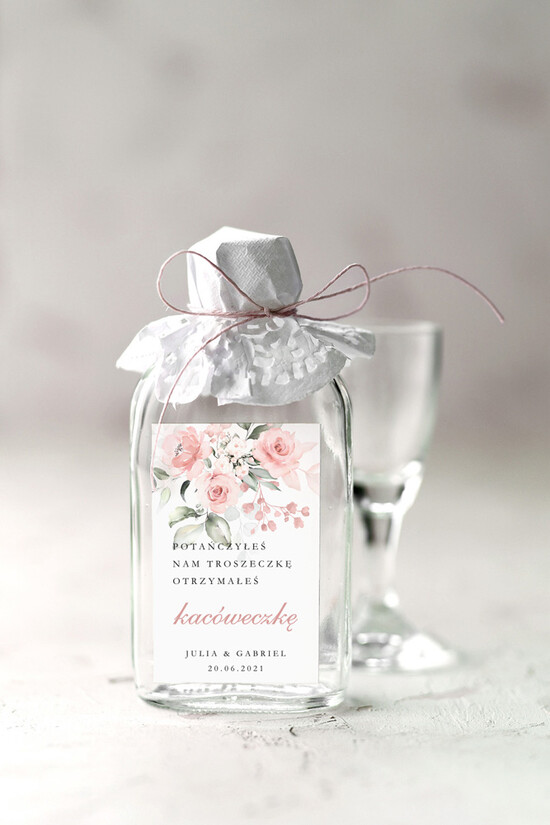 Podziękowania dla Gości Weselnych Butelki ślubne upominki dla gości weselnych, kacowki buteleczki na nalewki 01/CBkal/bPOdgo
