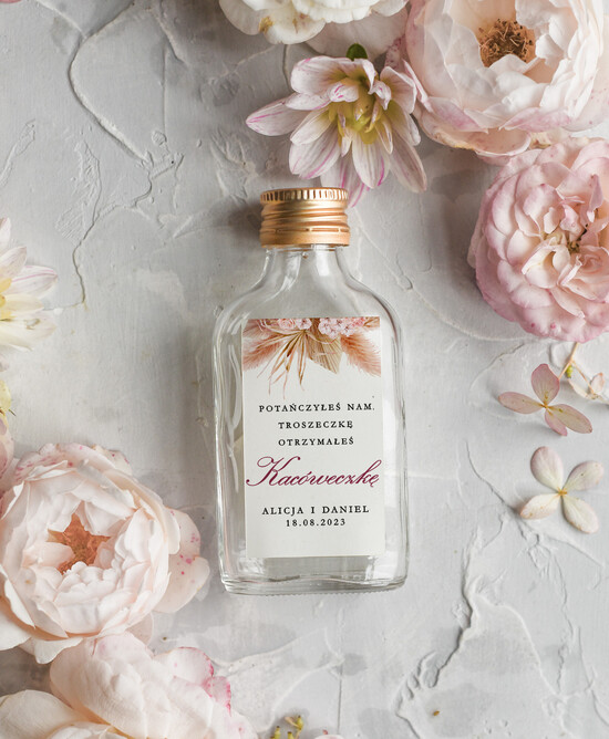 Podziękowania dla Gości Weselnych Butelki prezenty dla gości weselnych, buteleczki dla gości weselnych, podziękowania dla gosci weselnych, but 02/bohokw/bPOdgo