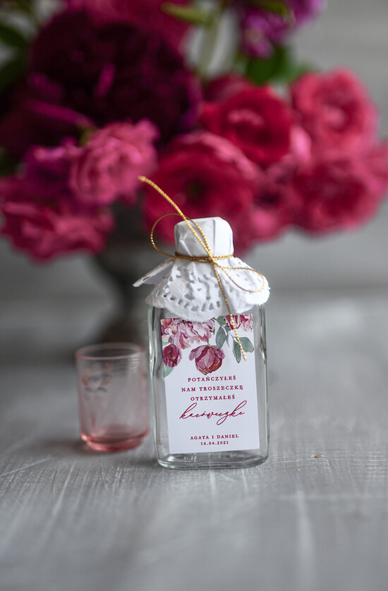 Podziękowania dla Gości Weselnych Butelki personalizowane podziękowania dla gości weselnych, buteleczka flaszeczka prezent dla gości 05/owb/bPOdgo