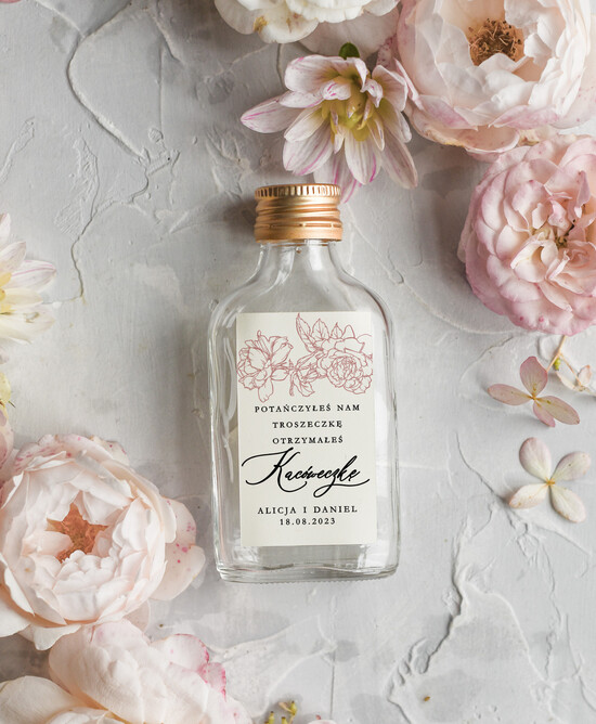 Podziękowania dla Gości Weselnych Butelki prezent dla gości weselnych, piersióweczki do własnego wypełnienia, małe butelki na podziękowania dl 20/Vbot/bPOdgo
