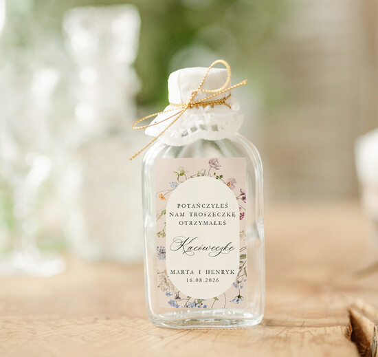 Podziękowania dla Gości Weselnych Butelki podziękowania dla gości weselnych, buteleczki 100 ml prezent dla gości na weselu, prezenty dla gości 01/nKal/bPOdgo25