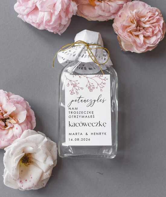 Podziękowania dla Gości Weselnych Butelki   prezent dla gości na weselu podziękowania dla gości weselnych, buteleczki 100 ml prezent dla gości 12/skl3s/bPOdgo25