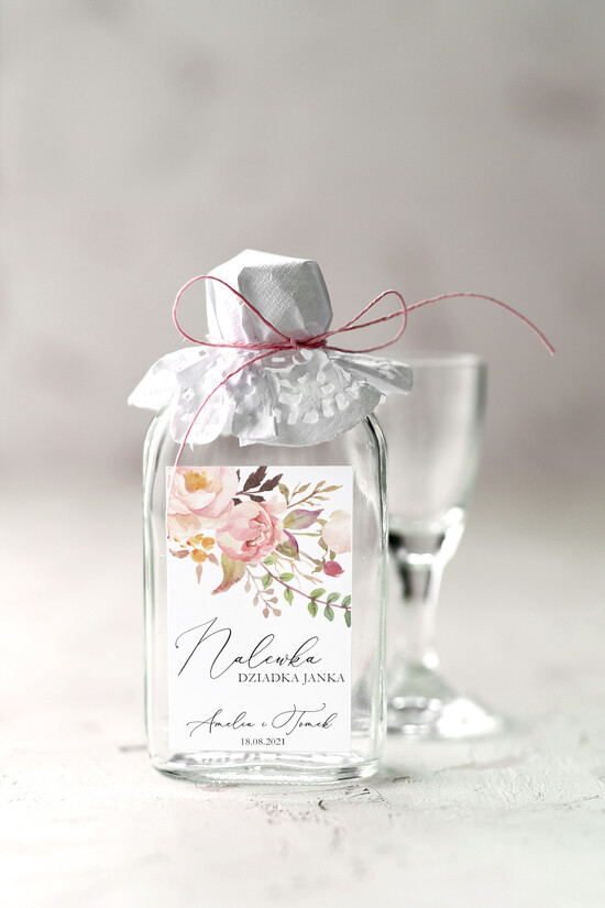 Podziękowania dla Gości Weselnych Butelki Ślubne podziękowania prezenciki dla gości weselnych upominek w postaci małej buteleczki   20/CBw/bPOdgo