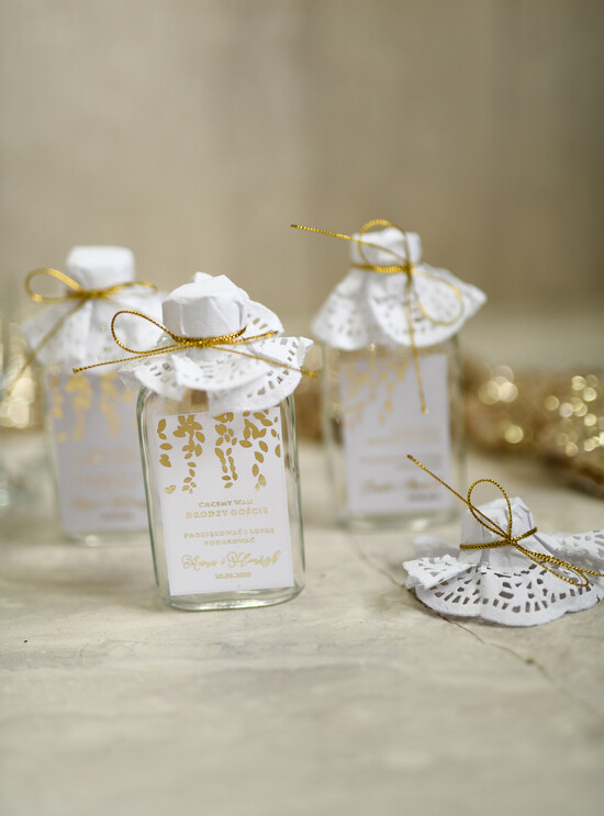 Podziękowania dla Gości Weselnych Butelki ślubne upominki dla gości, buteleczki z alkoholem dla gosci 004/Ggl/bPOdgo