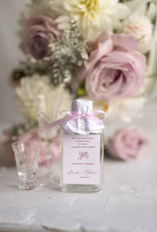 Podziękowania dla Gości Weselnych Butelki pamiątki dla gości weselnych, buteleczka flaszeczka prezent dla gości 02/min/bPOdgo