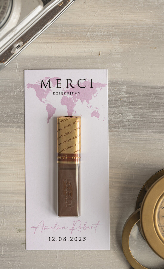 Słodkości / miodki - czekoladki Czekoladki podziękowania dla gości po weselu, czekoladki merci w podziękowaniu dla gości weselnych, podziękowan 01/passKzwR/merci