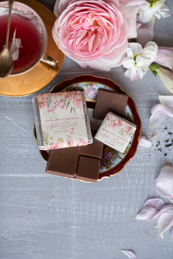 Słodkości / miodki - czekoladki Czekoladki unikatowe podziękowania dla gości, ozdobne czekoladki 3/kalkaF/czeko