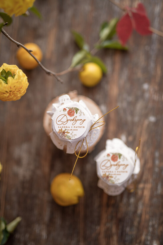 Słodkości / miodki - czekoladki Miody i słoiczki Nutella prezenty upominki dla gości weslenych  słoiczki na miód 1/jesien/MD