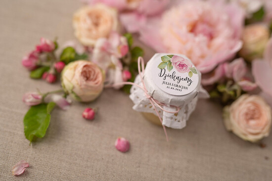 Słodkości / miodki - czekoladki Miody i słoiczki Nutella ślubne upominki dla gości przyjemność w słodkiej formie słoiczek miodu   1/glamk/MD