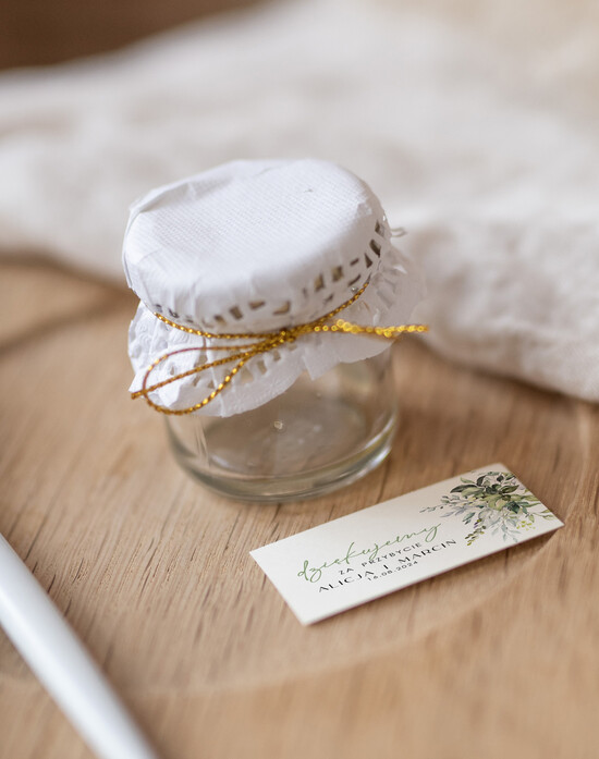 Słodkości / miodki - czekoladki Miody i słoiczki Nutella pamiątki dla gości weselnych, miodki w słoiczkach 27/Now/MDp