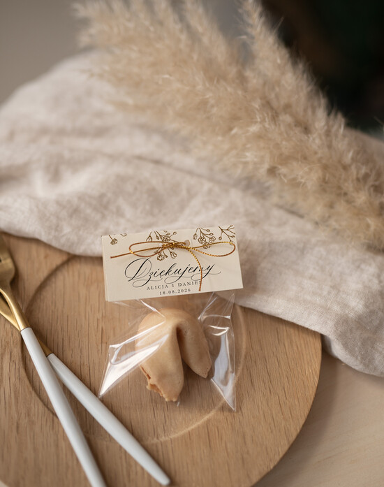 Podziękowania dla Gości Weselnych Ciasteczka z wróżbą podziękowania dla gości weselnych, ciastko z dedykacja i wróżba, ciasteczko z wróżba podziękowanie z 03/kieszWs/CzW