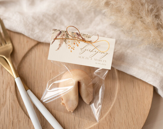 Podziękowania dla Gości Weselnych Ciasteczka z wróżbą prezenciki dla gości ciasteczka z wróżbą, podziękowania dla gości ciasteczka z wróżbą, ciekawe pomys 02/NowSK/ciasteczko