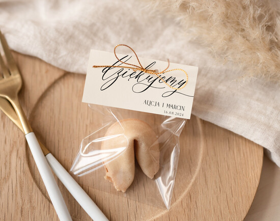 Podziękowania dla Gości Weselnych Ciasteczka z wróżbą eleganckie prezenty dla gości z pomysłem, podziękowania dla gości ciasteczka z wróżbą, prezenciki dl 13/Now/ciasteczko