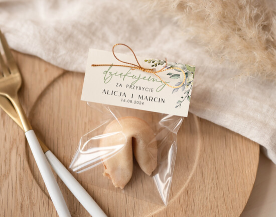 Podziękowania dla Gości Weselnych Ciasteczka z wróżbą prezenciki podziękowania dla gości weselnych, ciastko z wrozba i dedykacja, prezenty dla gosci wesel 27/Now/ciasteczko