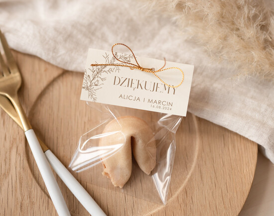 Podziękowania dla Gości Weselnych Ciasteczka z wróżbą podziękowania dla gości ciasteczka z wróżbą, ciekawe pomysły na prezenty dla gości, ciasteczka z wró 16/Now/ciasteczko