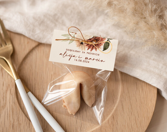 Podziękowania dla Gości Weselnych Ciasteczka z wróżbą prezenciki dla gości ciasteczka z wróżbą, podziękowania dla gości ciasteczka z wróżbą, ciekawe pomys 01/Now/ciastko