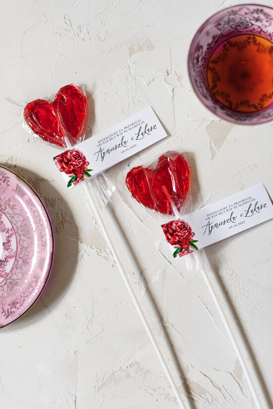 Słodkości / miodki - czekoladki Lizaki podziękowania podarunki dla gości weselnych przyjemność w słodkiej formie    80/cc/LIZ