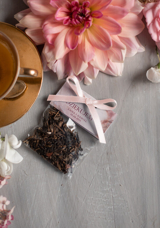 Fiolki i Saszetki Kawa i Herbata Saszetki ślubne upominki dla gości pomysłowe saszetki kawa mini herbatka personalizowana     01/markiesz/saszetka