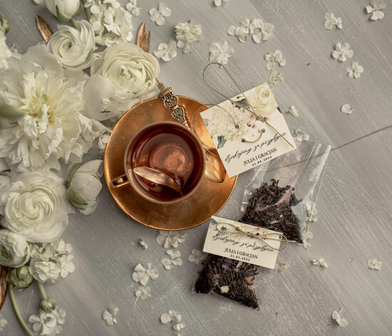 Fiolki i Saszetki Kawa i Herbata Saszetki upominki podziękowania za przybycie po ślubie do wyboru kawa lub herbata    1/ow/saszetka