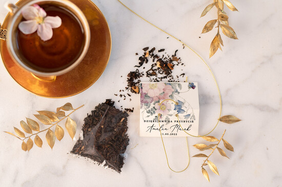 Fiolki i Saszetki Kawa i Herbata Saszetki ślubne upominki dla gości w formie smakowitej kawy    03/goldw/saszetka