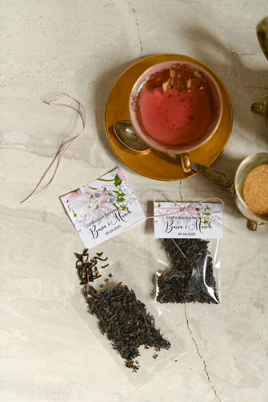 Fiolki i Saszetki Kawa i Herbata Saszetki ślubne upominki dla gości weselnych w postaci herbaty zapewnią miłe chwilę    05/botKAL/saszetka