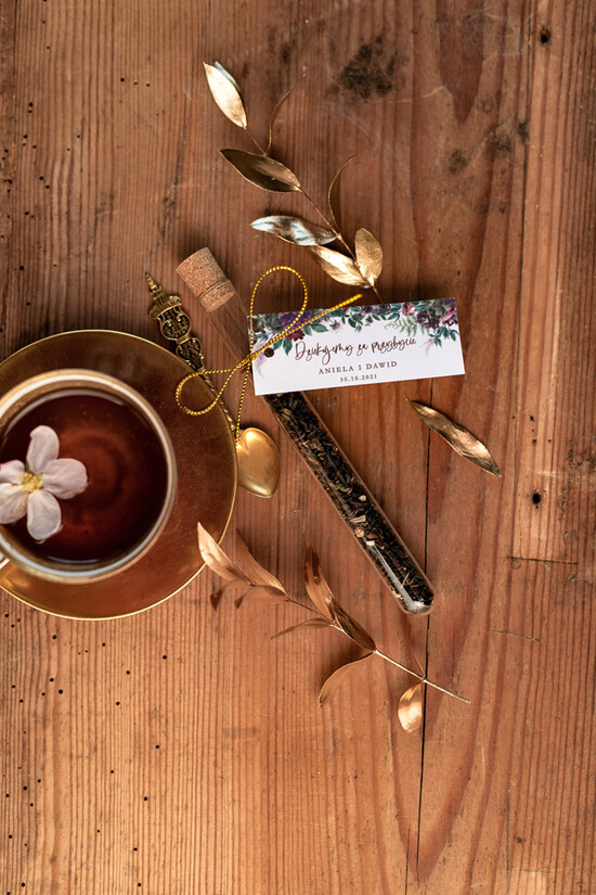 Fiolki i Saszetki Kawa i Herbata Fiolki pamiątki dla gości weselnych  herbata w fiolce szklanej     01/CBkal/fiolka