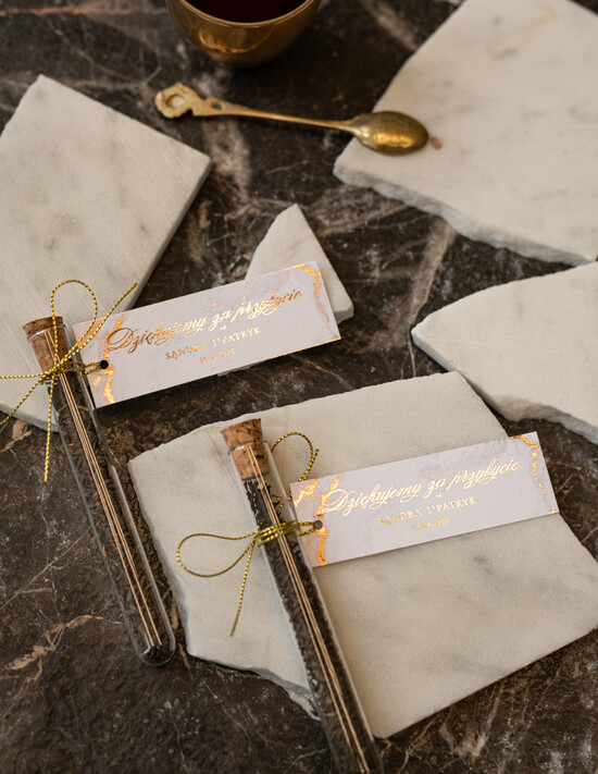 Fiolki i Saszetki Kawa i Herbata Fiolki podziekowania dla gosci weselnych  fiolka z herbata lub kawa     01/goldmarmur/fiolka