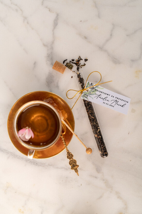 Fiolki i Saszetki Kawa i Herbata Fiolki prezenty od pary młodej dla gości weselnych w postaci herbaty zapewnią miłe chwilę    06/CBL/fiolka