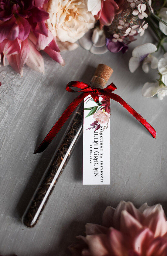 Fiolki i Saszetki Kawa i Herbata Fiolki podziękowania dla gości weselnych pomysłowe podziękowania dla gości herbata herbata w fiolce szklane 01/Kgoldws/fiolka