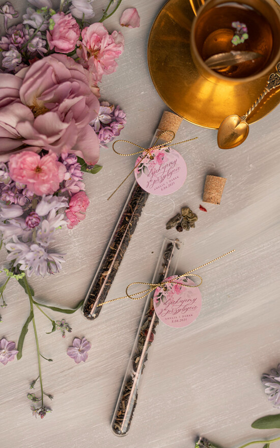 Fiolki i Saszetki Kawa i Herbata Fiolki prezenciki podziękowania dla gości weselnych  herbata w fiolce szklanej     03/owb/fiolka