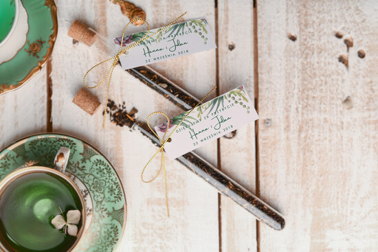 Fiolki i Saszetki Kawa i Herbata Fiolki prezenciki podarunki po weselu w postaci zielonej lub czarnej herbaty    08/VbotF/fiolka